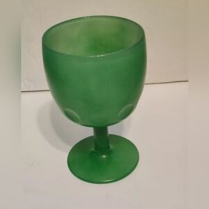 Green/Jade Drinking/Wine Glass With Indented Circles Around Bottom Of Cup